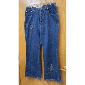 Express Bleus Women’s Jeans 13/14 Star Burst Studded Flared‎ (2 Studs missing)